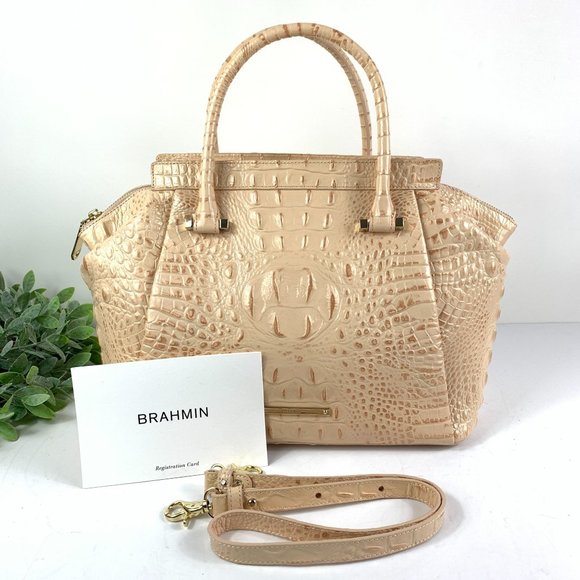 Brahmin Handbags - Brahmin Thalia Satchel Apricot Melbourne Light Ora